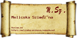 Melicska Szimóna névjegykártya